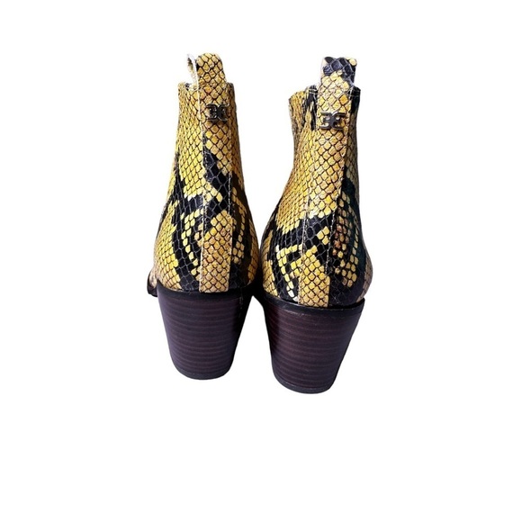 Sam Edelman Snake Print Yellow and Black Leather Booties - Picture 3 of 6